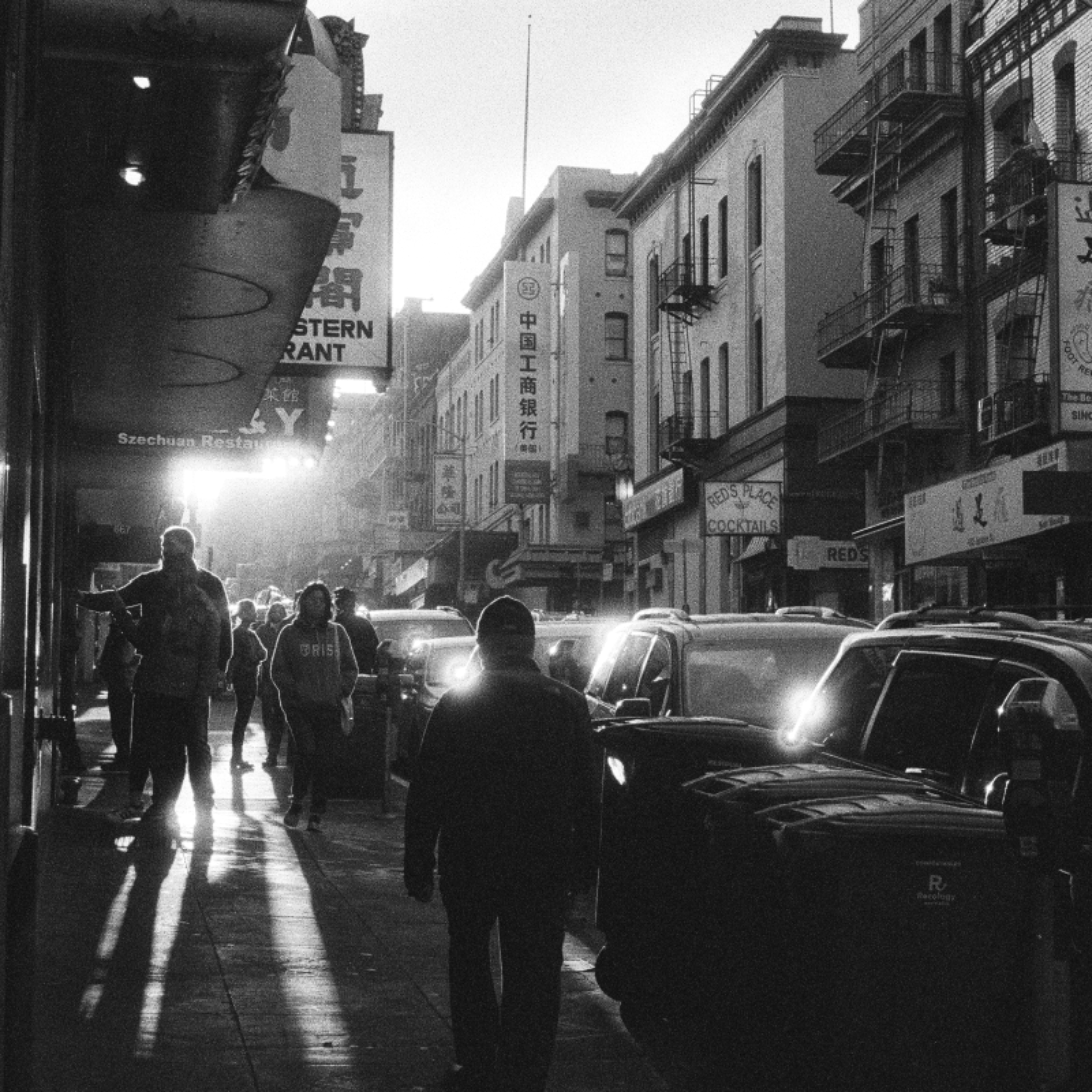 Black and white architectural photography of San Francisco Chinatown